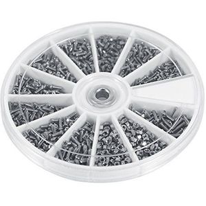 Topincn Mini-schroeven, 600 stuks, M1, M1,2, M1,4 en M1,6, voor bril
