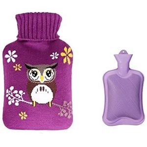 Mini warm water bottlehot, warmwaterkruik Kerstmis warmwaterkruikwarmer set schattige elandprint 800 ml opwarmen en vriesbaar warm koud pak blijvende warmte verwijderbare hoes (maat: rood) (maat: