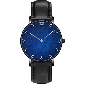 Donkerblauwe Persoonlijkheid Business Casual Horloges Mannen Vrouwen Quartz Analoge Horloges, Zwart