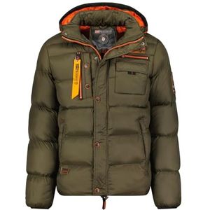 Geographical Norway Citternier Donsjas voor heren, warm, gewatteerd, warme jas, winterjas, windjas, lange mouwen, wattering, lichte stof, Kaki, S