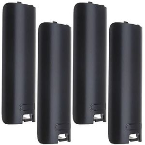 4 STKS Batterij Achterdeur Cover Shell Compatibel met Nintendo Wii Afstandsbediening Vervanging Plastic Batterij Deksel Zwart