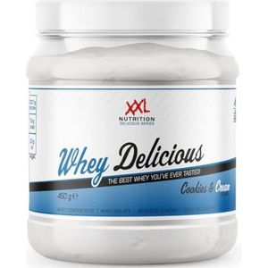 XXL Nutrition - Whey Delicious - Cookies & Cream - Wei Eiwitpoeder met BCAA & Glutamine, Proteïne poeder, Eiwit shake, Whey Protein - 450 gram