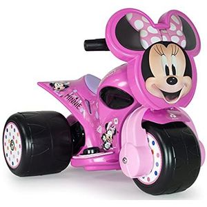 INJUSA - Minnie Mouse Batterij Aangedreven Elektrische Motorfiets 6V Roze met Pedaal Versneller en Brede Stabiele Wielen Aanbevolen voor Kinderen van 1 tot 3 Jaar Oud