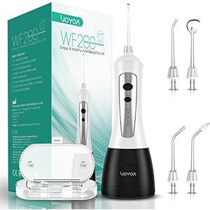 VOYOR Waterflossers voor tanden Draadloze waterflosser Oplaadbare monddouche Plaque Remover met meerdere werkmodi en 360 graden rotatie-spuitmonden, IPX7 waterdichte waterfloss WF200