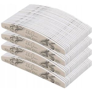 MANI KING ROYAL Professional Nagelvijl Set - Be The Queen 100/180 - 100 Stuks Halve Maan - Duurzaam Voor Eenmalig Gebruik - Slijtvast - Gemaakt in de EU