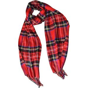 KGM Accessories Super zachte Italiaanse designer Schotse Tartan geruite sjaal - Tartan sjaals voor mannen vrouwen, Rood, Eén maat