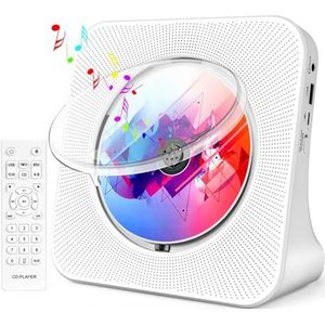 Desktop CD-speler met luidsprekers, ROADOM CD-spelers voor thuis, Bluetooth-cd-speler met hifi-stereogeluid, afstandsbediening, ondersteunt CD/Bluetooth/FM-radio/U-schijf/AUX/timer/herhaling