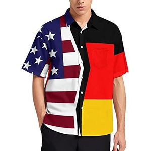 Verenigde Staten en Duitsland vlaggen heren T-shirt met korte mouwen casual button down zomer strand top met zak