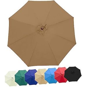 Vervanging Parasol luifel 2m/2.7m/3m Parapludoek, Vervanging Parasol Cover Voor buitentafel paraplu, 6 ribben/8 baleinen tuin patio paraplu's vervangen Parasol luifel (Color : Khaki, Size : 3m/10FT(