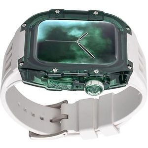 INSTR Volledig transparante behuizing Fluororubber horlogeband Mod Kit voor Apple Watch Ultra2 ultra, gemodificeerde behuizing Band Clear Bezel voor Iwatch9/8/7/6/5/4 (Color : Whiteg, Size : 49mm fo