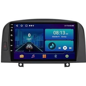 Dubbele DIN Android 14 autoradio voor Hyundai Sonata NF 2004-2008 9 Duim QLED Touch screen-met Draadloze Carplay Android Auto GPS navigatie 4G WiFi Stuurwielbediening achteruitrijcamera(P5 4G+WIFI 8Co