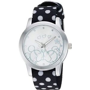 Disney Vrouwen Analoge Japanse Quartz Horloge met Nylon Strap WDS000677, Zwart, riem