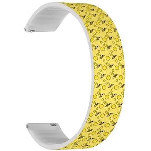 RYANUKA 18mm Solo Loop Zachte Siliconen Sport Horloge Band Met Quick Release (Gele Honingraat Bij) Elastische Siliconen Band Band Accessoire, Siliconen, Geen edelsteen