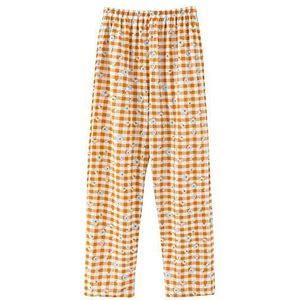 MAGREAT Dames pyjama bodems, Casual losse Daisy Print Lounge broek met zakken Unisex Check Pjs broek Plus Size M-XXXXL - geel - L
