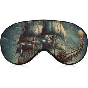 Nautisch vintage zeilmasker voor piratenschip, slaapmasker, lichtblokkerend oogmasker, comfortabel en zacht, oogbedekking met elastiek, geschikt voor mannen en vrouwen, geschikt voor reizen en slapen