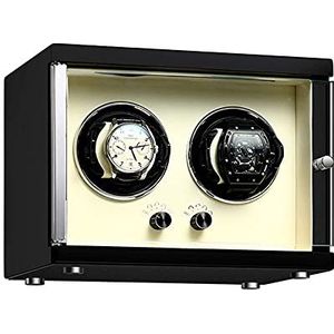 Watch Winder voor 2 automatische horloges Stille motoren Anti-magnetisch ontwerp met 5 rotatiemodi Houten omhulsel Koolstofvezel Lederen opbergdoos voor opwinden