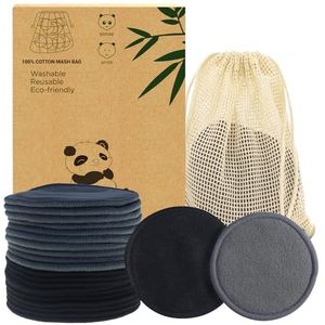 Sopurrrdy Herbruikbare make-up remover pads - 20 stuks met waszak - zachte NYC ontworpen herbruikbare katoenen pads voor gezichtsmaskers - wasbare bamboe katoenen rondes - katoenen pads - herbruikbare gezichtsmaskers