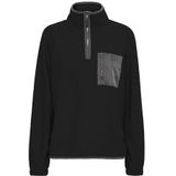 Oxmo - Piala - Trui - Stone Grey / Zwart - Fleece - Ritssluiting - Losse Pasvorm