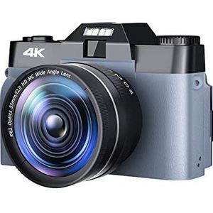 Digitale Camera, Groothoeklens 48MP Digitale Camera Fotografie Vlog Camcorder for Live Streaming Webcam 4K 16X Digitale Zoom Selfie(Standard,CDR10 Grey-Lens)