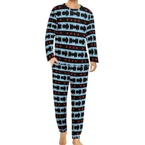 Chicago City Flag pyjama voor heren, loungewear met lange mouwen, top en onderkant, 2-delig nachtkleding