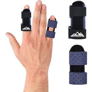 supregear Vingerspalken, Set van 2 Universele Vingerspalken voor Rechtzetten en Ondersteuning van Gebroken en Trigger Vingers voor Midden-, Wijs-, Ring- en Pinkvingers, Donkerblauw