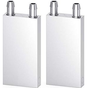 Clyxgs waterkoelblok aluminium voor vloeibare waterkoeler koellichaam systeemgrafieken radiator radiator endothermer kop PC computer CPU (40mm x 40mm x 12mm) 2st 40 * 80 * 12 zilver