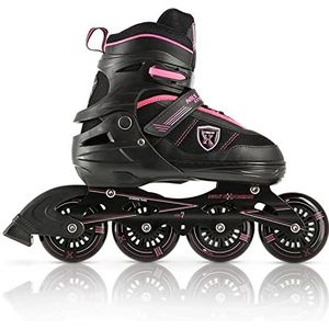 Nils Extreme Inline skates voor kinderen en volwassenen, ABEC7 kogellagers, rollerblades voor dames en heren, in grootte verstelbaar, M 35-38, zwart en roze