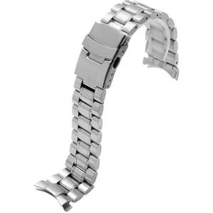 Band 18 mm 20 mm 22 mm 24 mm massief roestvrij stalen horlogeband Arc Fit for Seiko Fit for Citizen Fit for Longines Fit for Tissot Fit for Casio Polsband for herenarmband (Color : Arc-silver, Size