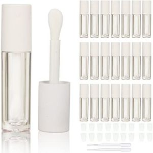 COSIDEA 24 x 5 ml lege lipgloss-tubes met dop, Roze; witte dop, clear bottle