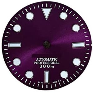 Youngran 29 mm horloge wijzerplaat compatibel for NH35A / NH36 Beweging Solar Patroon Geen Kalender Groen Lichtgevend leisurely (Color : Purple)