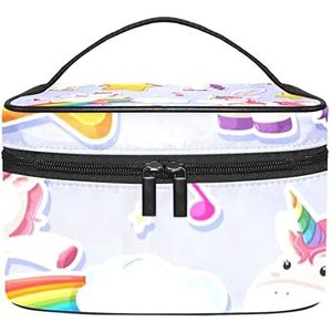 Eenhoorn karakter make-up organizer tas, reismake-up tas organizer case draagbare cosmetische tas voor vrouwen en meisjes toiletartikelen, Meerkleurig, 22.5x15x13.8cm/8.9x5.9x5.4in