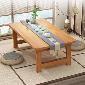 HRTLSS Japanse klaptafel, vloertafel om op de vloer te zitten, bamboe vloer bureau, Japanse eettafel, tatami tafel voor woonkamer slaapkamer, 27,6 x 16 x 14 inch