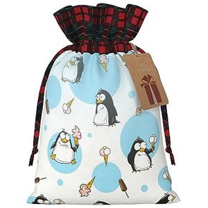 Pinguïn Ballon Sneeuwvlok Herbruikbare Gift Bag-Trekkoord Kerst Gift Bag, Perfect voor Feestelijke Seizoenen, Kunst & Craft Tas
