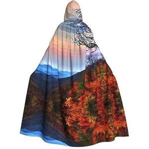 FRGMNT Blue Ridge Mountains print heren mantel met capuchon, volwassenen cosplay mantel kostuum, cape Halloween aankleden, capuchon uniform