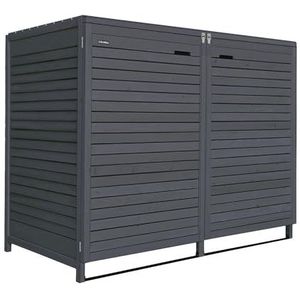 Vuilniscontainerbox, 120 liter, voor 2 ton afvalcontainerbekleding, hout, voorgeïmpregneerd, antraciet, met achterwand Adria (2 ton)