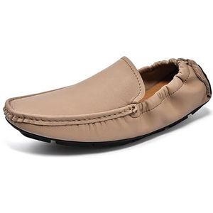 Loafers for heren, schoenen met vierkante neus, kunstleer, rijstijl, loafer, antislip, lichtgewicht, bestendig, mode-instapper (Color : Grey, Size : 39 EU)