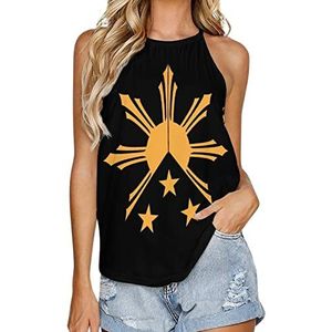 Tribal Filippijnen zon en sterren vlag vrouwen tank top zomer mouwloze t-shirts halter casual vest blouse print t-shirt 5XL