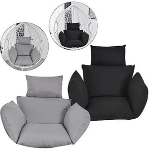 Kaichenyt Kussen voor hangstoel met 6D hol katoen en afneembare overtrek, geschikt voor hangstoel, hangmand, schommelstoelen in zwart en grijs (grijs)