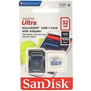 SanDisk SDSQUNC-032G-GN6MA Ultra Android microSDHC 32GB bis zu 80 MB/Sek Class 10 Speicherkarte + SD-Adapter, meerkleurig