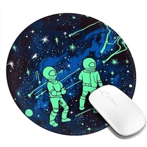 Glow in The Dark Print Muismat Rond met Antislip Rubberen Basis Computer Muismat Leuke Muismat voor Kantoor Thuis