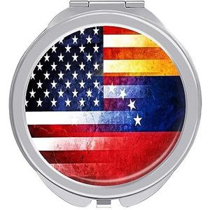 Vintage USA En Venezuela Vlag Compact Kleine Reizen Make-up Spiegel Draagbare Dubbelzijdige Pocket Spiegels Voor Handtas Purse