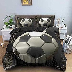 Dekbedovertrek 140x200,Voetbal Dekbedovertrek Sport Voetbal Print Zwart Beddengoed Set Tieners Jongens Funky Dekbed Set Eenpersoons Dubbel Kingsize Zwart Decoratief,Eenpersoons