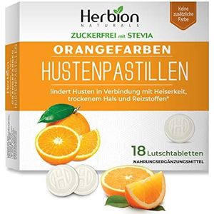 Herbion Naturals hoestdruppels met natuurlijke sinaasappelsmaak, suikervrij met stevia, voedingssupplement, kalmeert hoest, voor volwassenen en kinderen vanaf 6 jaar, 18 druppels