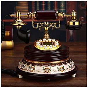 Telefoon Villa Aristocratische Europese Antieke Telefoon Backlhting Handsfree Bedraad Bruin Wit Leren Touw Retro Telefoon Mode Creatieve Amerikaanse Telefoon (Bruin B)