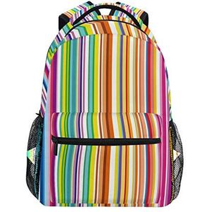 My Daily School Rugzakken Regenboog Strepen Kleurrijke Laptop Tas Vrouwen Casual Daypack Jongens Meisjes Boekentas, Meerkleurig, 11.4 x 5.5 x 16 inches