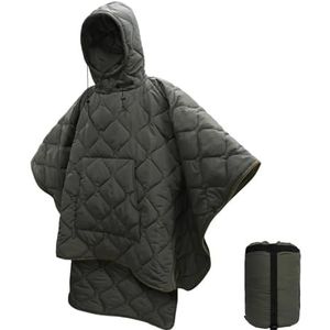 UBOHUZ Camo deken waterdichte isolatie poncho winter warme voering voor outdoor camping wandelen jacht survival noodslaapzak voor wandelen (groen)