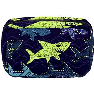 Shark Sea Purple Cosmetic Zipper Pouch Makeup Bag Travel Waterdichte Toiletry Bags voor Vrouwen, Meerkleurig, 17.5x7x10.5cm/6.9x4.1x2.8in