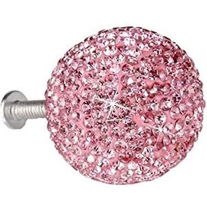 Glazen Lade Knoppen, 1PCS Diamond-Studded Crystal Handle Meubelknoppen Diamond Single Hole Round Ring Pattern Cabinet Pull (Color : Red) (Color : Blu) (Color : Pink)