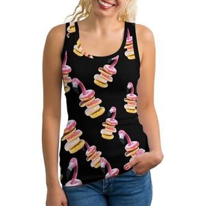 Famished Flamingo dames tanktop mouwloos T-shirt pullover vest atletische basic shirts zomer bedrukt
