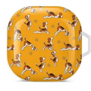 Grappige cartoon hond oordopjes hoesje compatibel met Samsung hard shell beschermhoes witte stijl